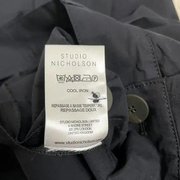 Studio Nicholson Sparke Pants Womens 0 / US 4 Blue Wide Leg Ankle Pleated - Picture 8 of 11